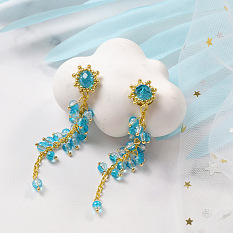 Boucles d'oreilles pendantes en perles de verre bleues