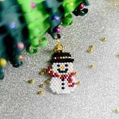 Seed Beads Snowman Earrings