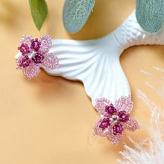 Seed Beads Cornflower Earrings