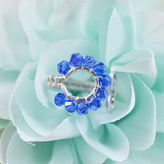 Blue Wire Wrapping Cuff Ring
