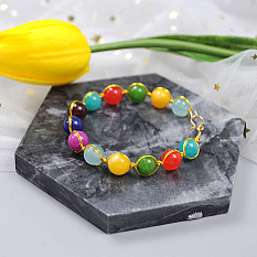 Bracelet de pierres précieuses de couleurs mélangées