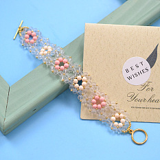 Beau bracelet de perles à motif de fleurs
