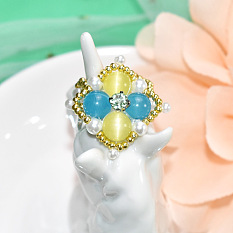 Goldener Katzenauge Perlen Perlen Ring