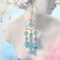 Boucles d'oreilles pendantes en perles de fleurs en acrylique