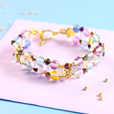 Bracelet multi perles de verre brillant