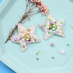 Glittering Star Shaped Embroidery Brooch