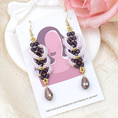 Серьги из фиолетовых семян и стеклянных бусин