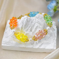 Bracelet en perles de verre arc-en-ciel