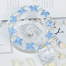 PandaHall Selected Tutorial on Blue Bicone Glass Beaded Bracelet