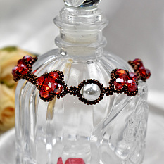 Bracelet perlé en verre rhombique vintage et perles