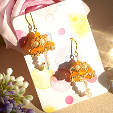 Серьги в виде зонтика из стекла и жемчужных бусин