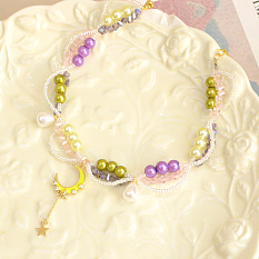 Красочное ожерелье из стеклянных жемчужин