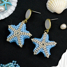 3d серьги из бисера в виде морских звезд