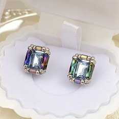 Квадратные серьги с бусинами из стразов