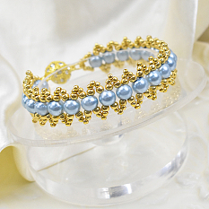 Bracelet perlé de perles grises vintage