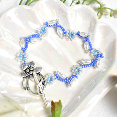 Beaded Bracelet with Flower Shaped Toggle Clasps