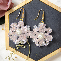 Flower Shaped Earrings with Pearl Beads
