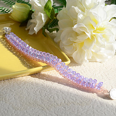 Bracelet perles de verre à facettes violettes