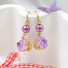 Серьги-кексы с бусинами и стеклярусом