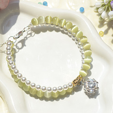 Браслет из зеленого кошачьего глаза