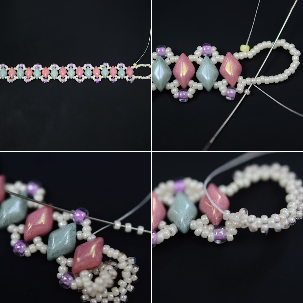 Браслет из стеклянных бусин с 2 отверстием-5