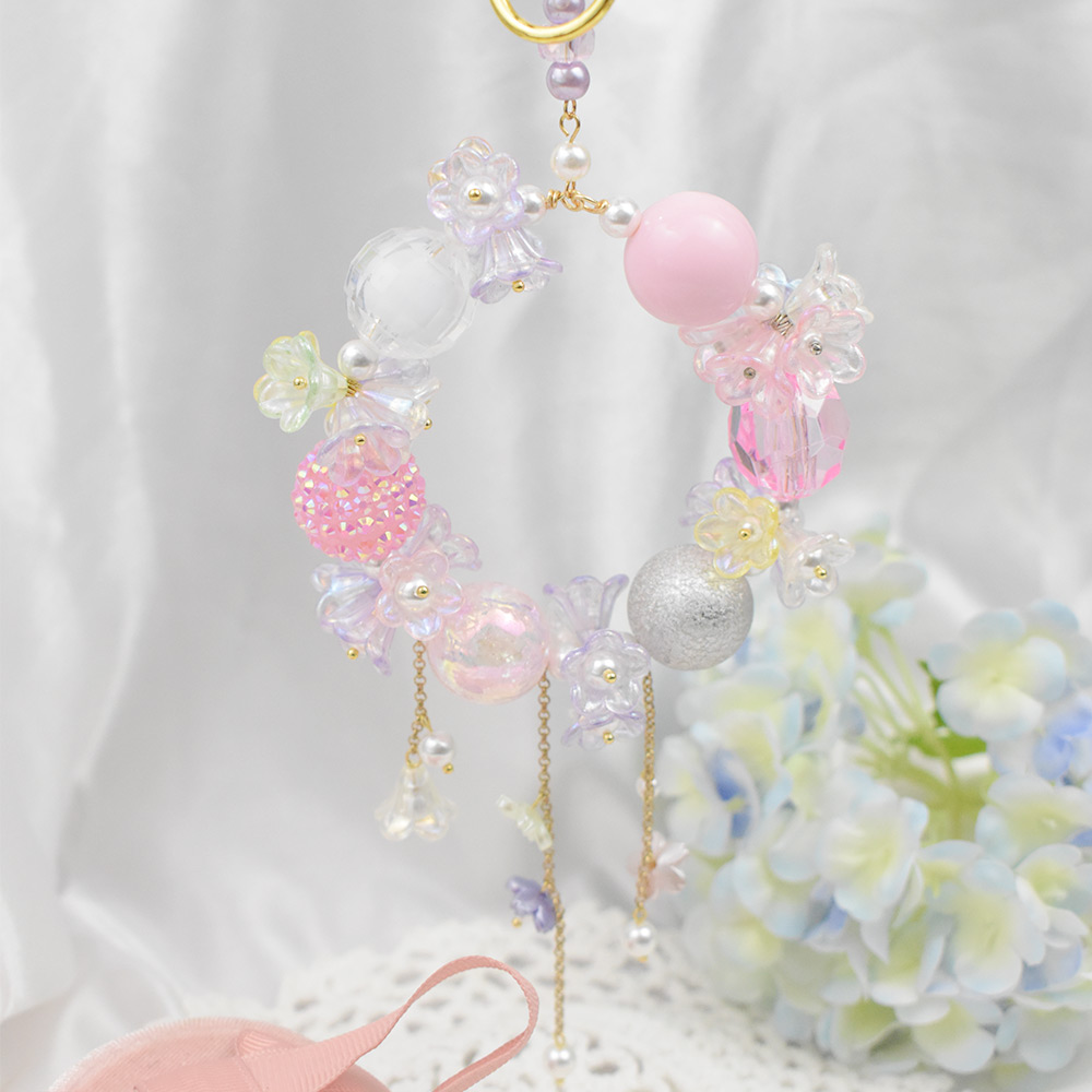 花のアクリルビーズキャップ飾り