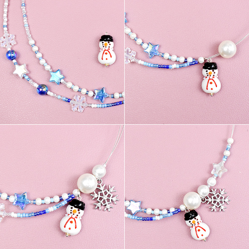 Зимнее бусы-снеговик ожерелье