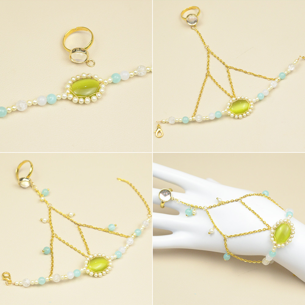 Браслет-цепочка в стиле феи с кольцом