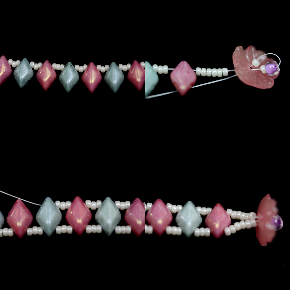 Браслет из стеклянных бусин с 2 отверстием-3