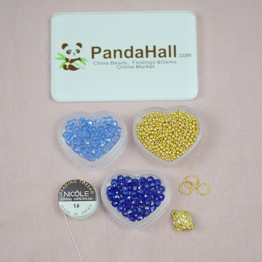 Браслет из синего сердца со стеклянными бусинами-2