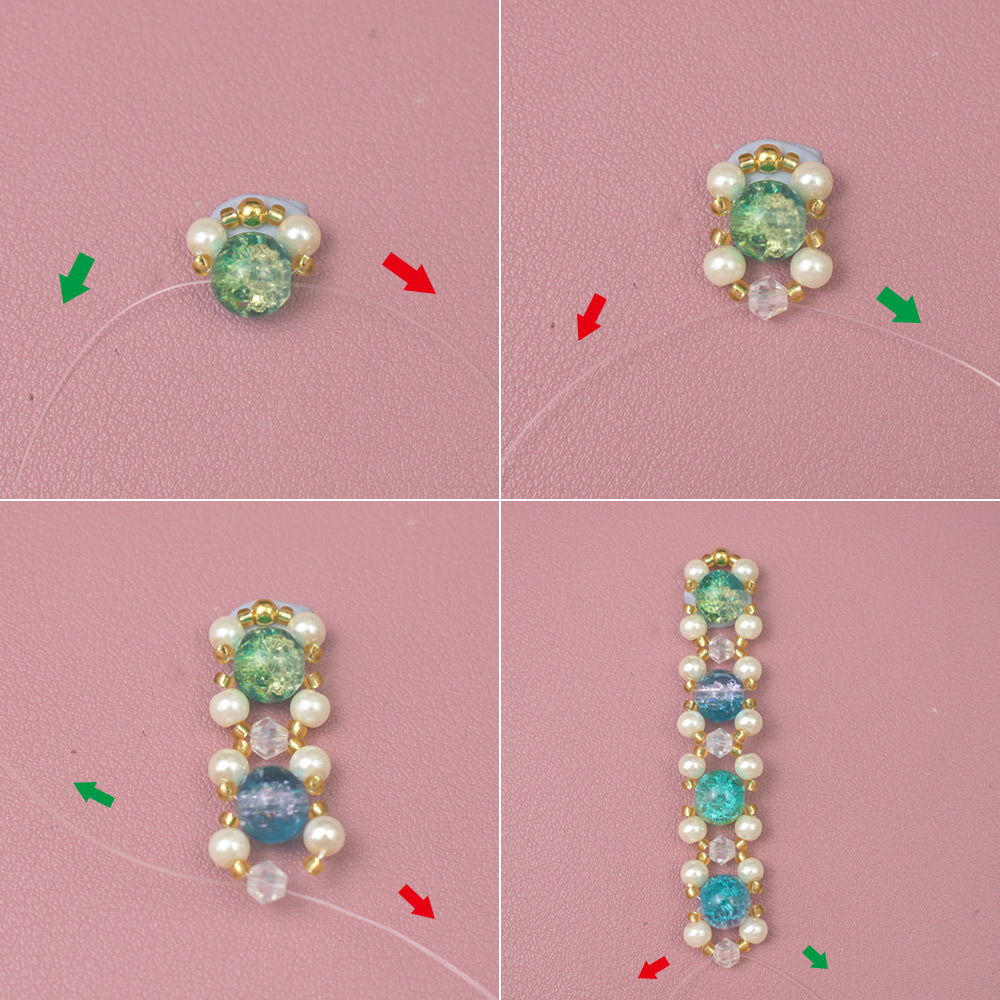 Браслет из синих и зеленых стеклянных бусин-3