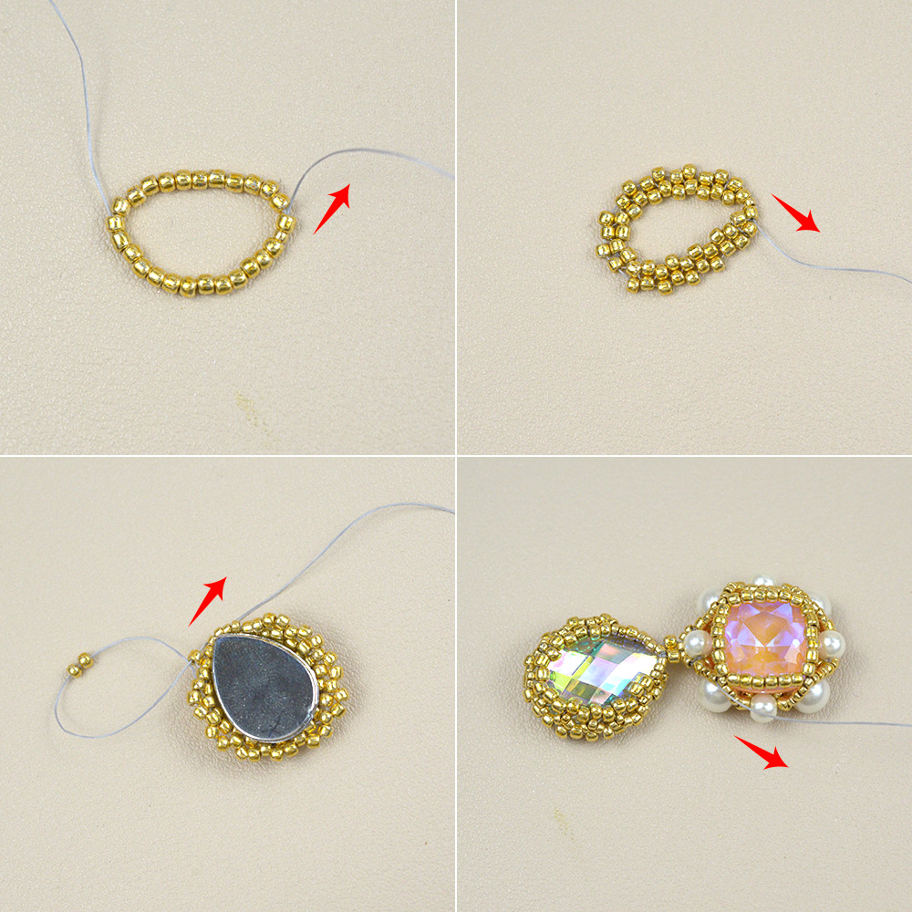 Ожерелье из розового жемчуга с инкрустацией стразами-5