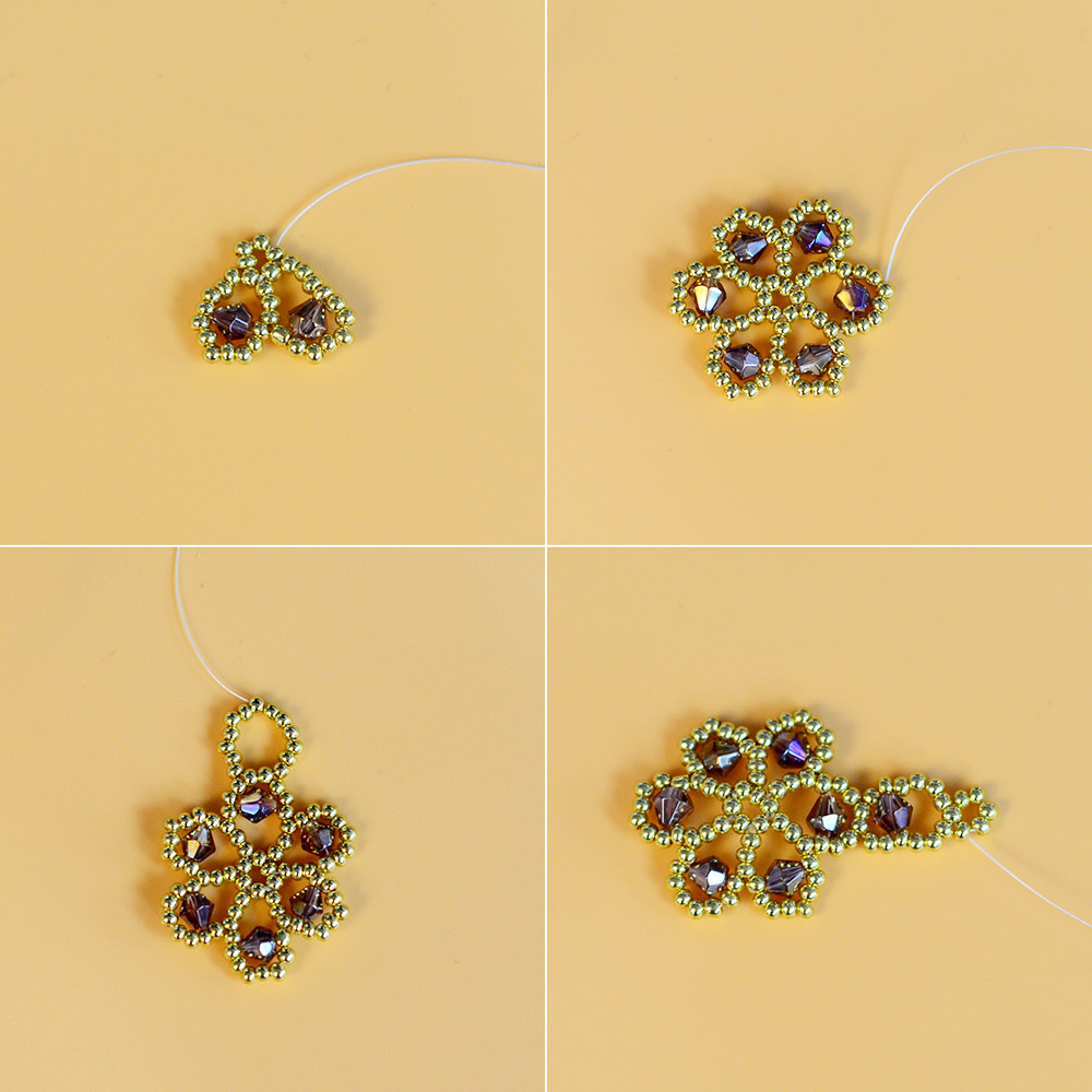 Браслет из цветочных кристаллов и бисера-4