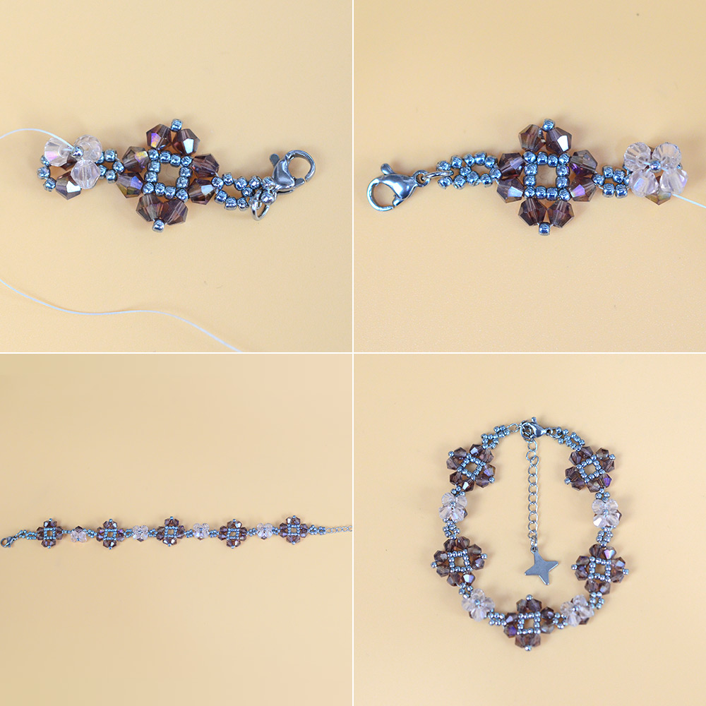 Браслет из стеклянных бусин с удлинителем цепочки-5