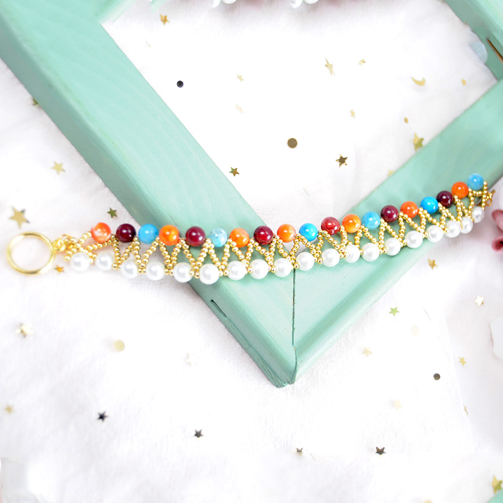 Красочный браслет из бисера с застежкой-тоггл-6