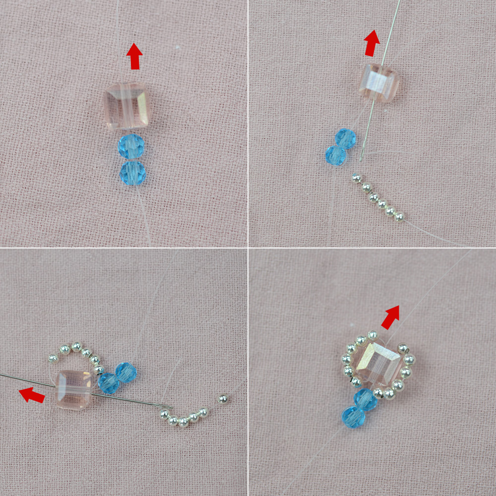 Schlichtes Frühlingsperlenarmband mit quadratischen Kristallglasperlen