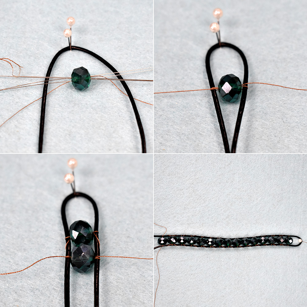 Многоярусный браслет из стеклянных бусин-3