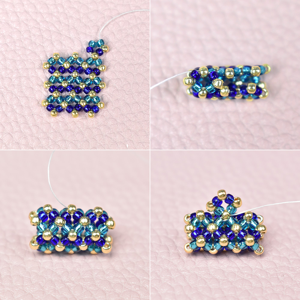 Серьги-пуссеты в форме сердца с бисером-4