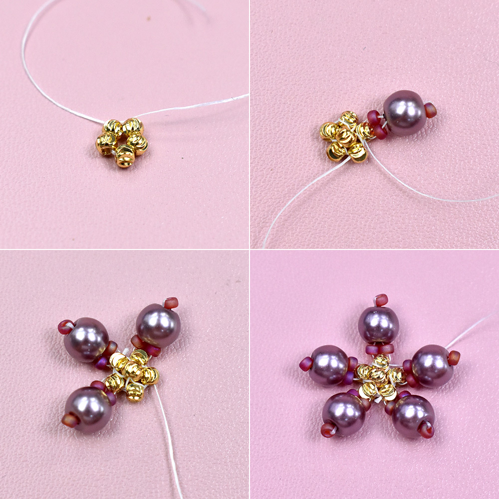 PandaHall Selected мастер-класс по изготовлению подвески-цветка со стеклянным жемчугом-3
