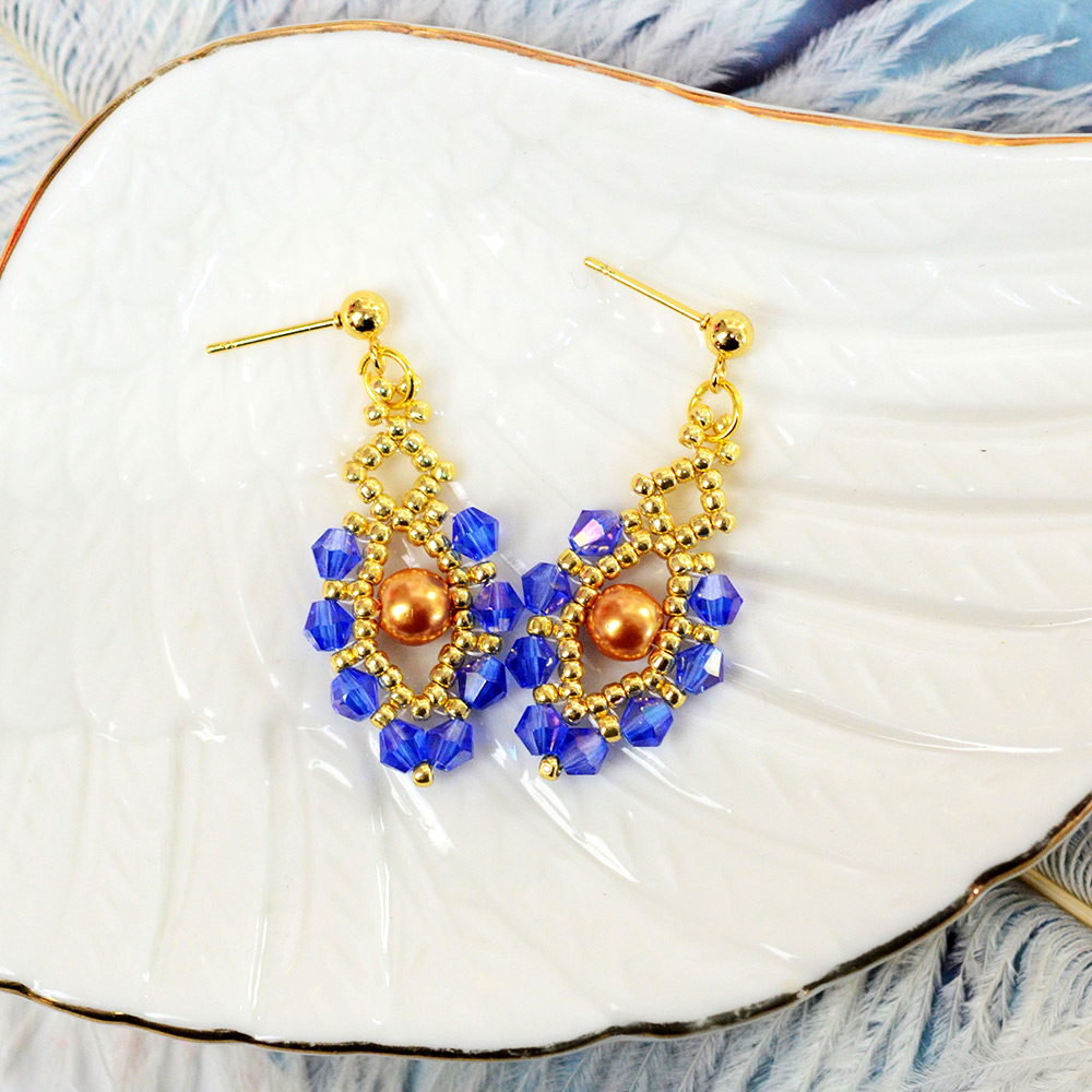 Серьги из стеклянных бусин с бисером-7