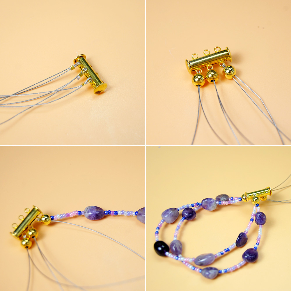 Gestuftes Armband aus natürlichen Amethystperlen