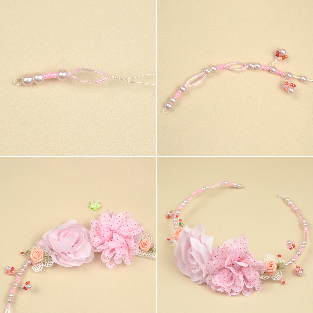 Розовая повязка на голову в стиле принцессы-3