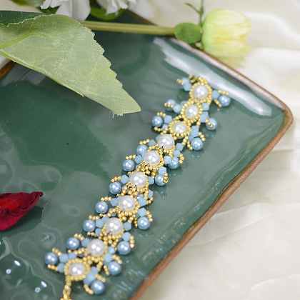 Blaues Perlenarmband mit Perlen und Glasperlen-7