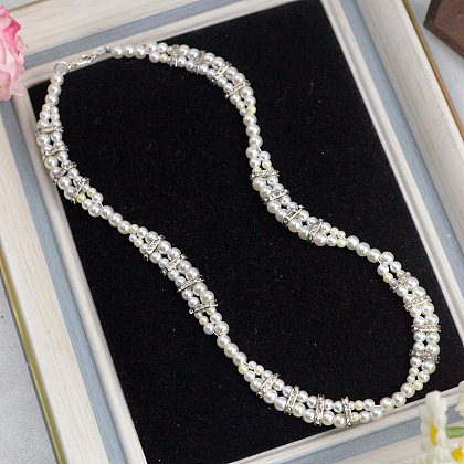 Ожерелье-разделитель для мостика с жемчугом и стразами