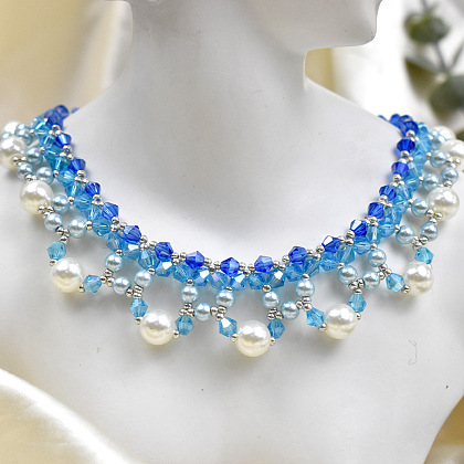 Collana di perline in stile primaverile con perline sfaccettate e perle-7
