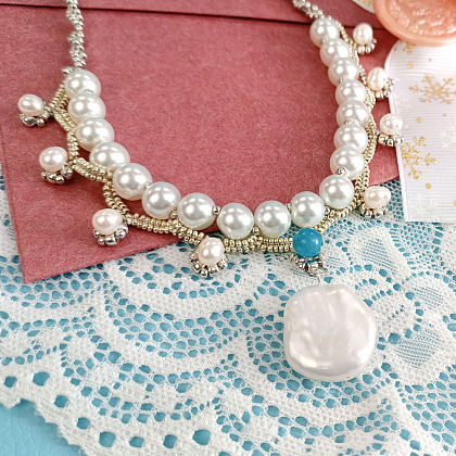 PandaHall Selected tutorial sobre elegante collar con colgante de perlas-1