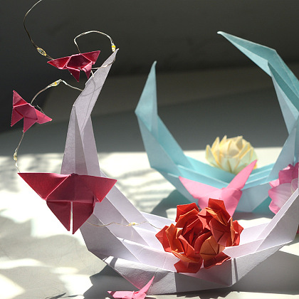 Оригами фонарь лодка