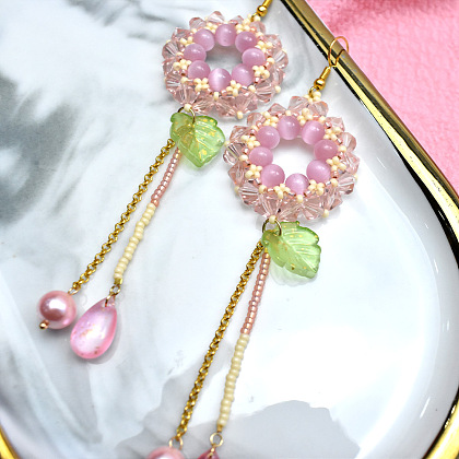 PandaHall Selected Idee für Ohrringe aus rosafarbenem Glas und Saatperlenperlen-8