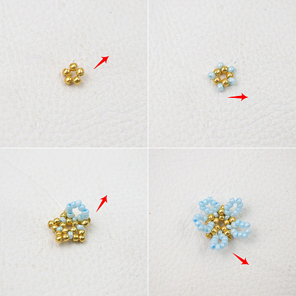 Ожерелье из голубых цветочных семян и жемчуга-3