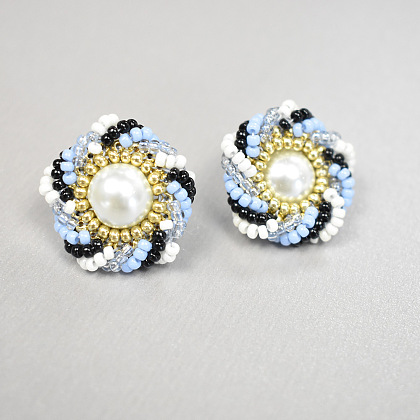 PandaHall Selected Idea on Spiral Beaded Stud Earrings with Pearls-6